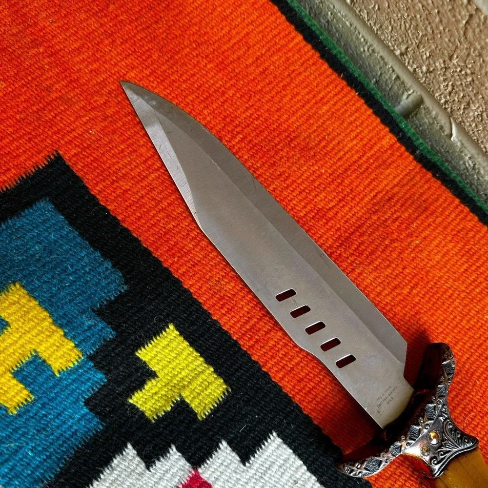 Vintage Maxam Stainless Steel Fighting Dagger Knife Stag Horn Handle